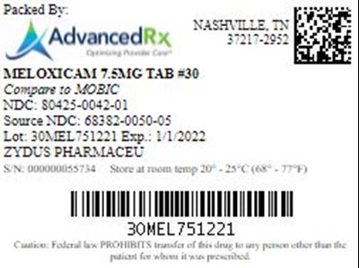 Meloxicam 7.5mg Tab Qty 30 Ndc 80425 0042